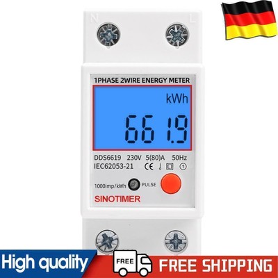 Single Phase Digital LCD Kwh Wattmeter Power Consumption Electric Din Rail 230V