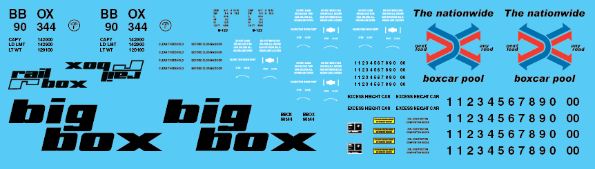 N Scale - Railbox Autoparts Box Car Big Box 90s Decals