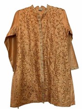 Neerus Indian Kurta Shirt Youth Medium Orange/Gold Embroidery Chest38 Length33