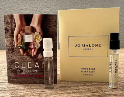 Jo Malone Wood Sage Sea Salt Cologne 1.5 ml & Clean Reserve 1.5 ml Sample Sprays