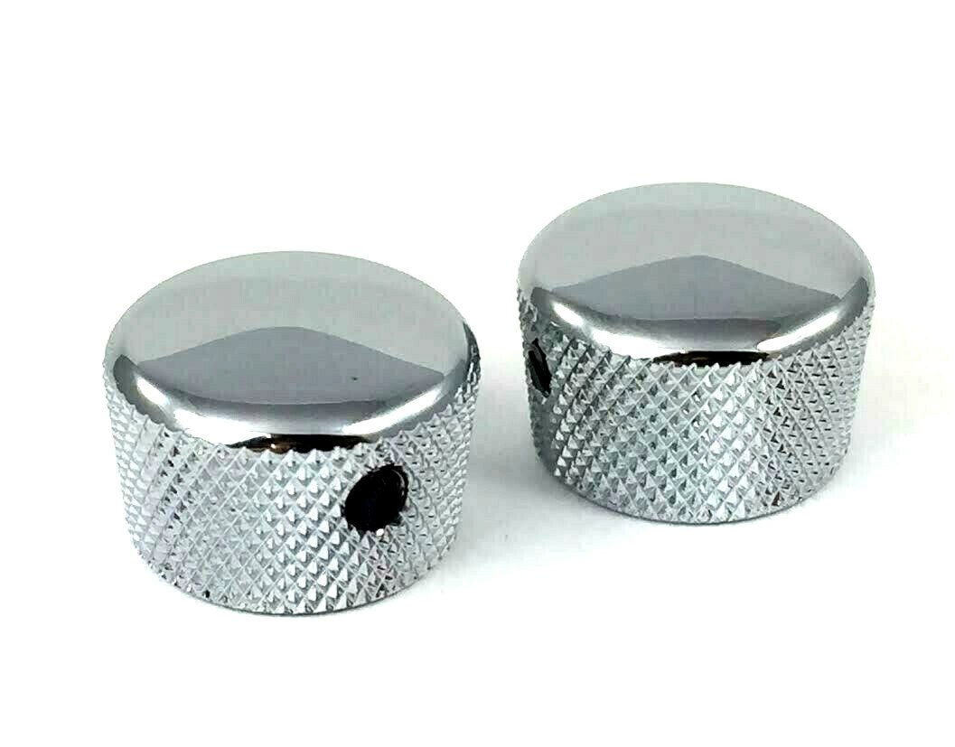 (2) Chrome Metal "Cupcake" Guitar/Bass Knobs for 6mm Split Shaft MK
