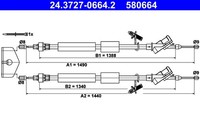 Zugdraht, Handbremse ATE 24.3727-0664.2 Ford 1431308 Ford 1492822