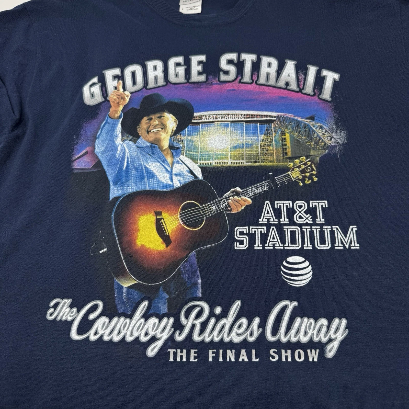 AT&T Stadium George Strait Country Rare The Cowboy Rides Away T-Shirt 2013 Lrg
