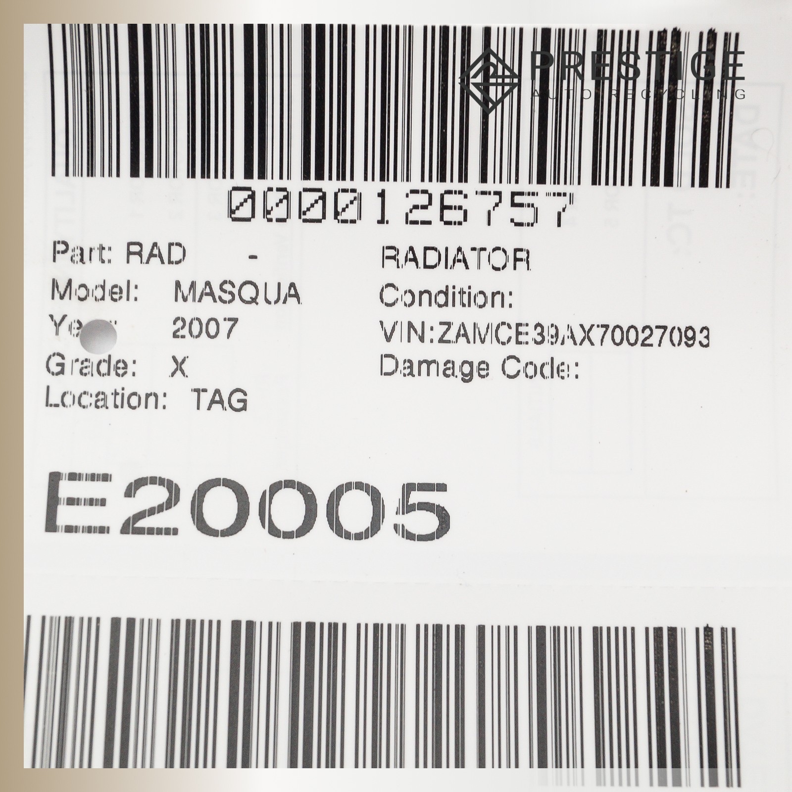 2008 MASERATI QUATTROPORTE Radiator 223561