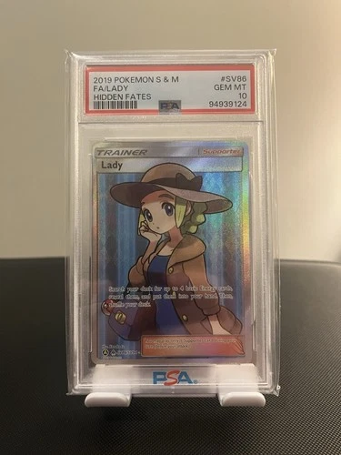 Pokémon TCG Trainer Lady, Hidden Fates, Shiny Holo Rare Card SV86/SV94 Psa 10