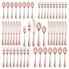 20 Pcs Rose Gold Silverware Set Service for 4, Premium Stainless Steel Flatwa...