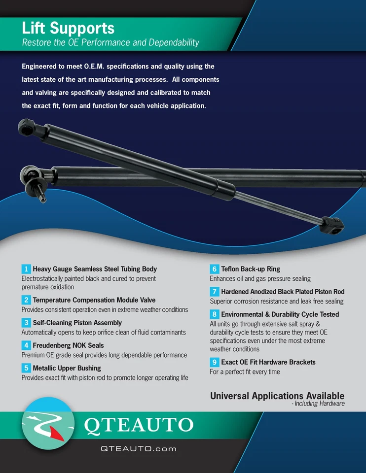Set Front Hood-Rear Trunk Lid Lift Support For 2005-2011 Mercedes-Benz Slk350 V6 - Image 4 of 4