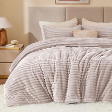 Fleece Comforter Set -Super Soft Warm Fluffy Bedding, Luxury Twin Lotus Pink