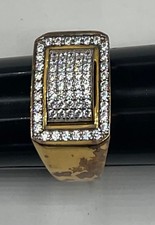 SETA 925 STERLING SILVER GOLD VERMEIL CUBIC ZIRCONIA RING SIZE 9.75