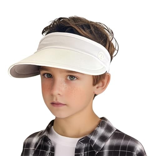 Kids Sun Visor Hats for Girls Boys Lightweight Sports Hat 7-15 Years White - Picture 1 of 7