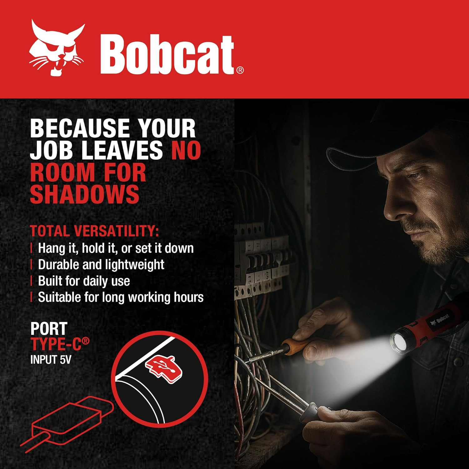 Bobcat Rechargeable Neck Light - Flexible LED with Magnetic Base and 3 Modes