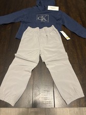Calvin Klein Two-Piece hooded shirt an pants Navy Blue Gray Boys 3T  