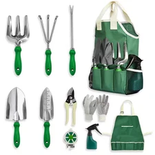 11-Piece Garden Tool Set, Garden Set Gardening Equipment Tote Bag Adjustable Can