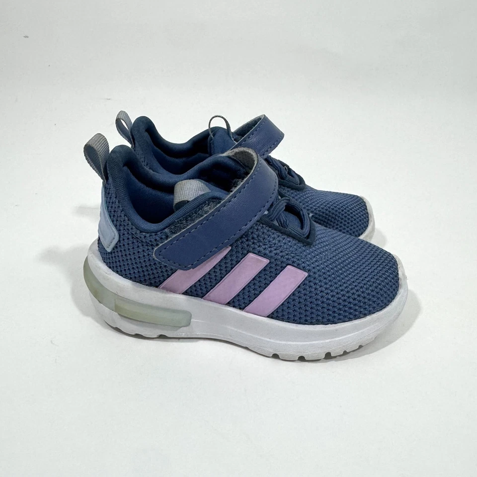 Adidas Toddler Girl Size 5 K Racer TR23 Cloudfoam Running Shoes Crew Blue Bliss - Image 2 of 4