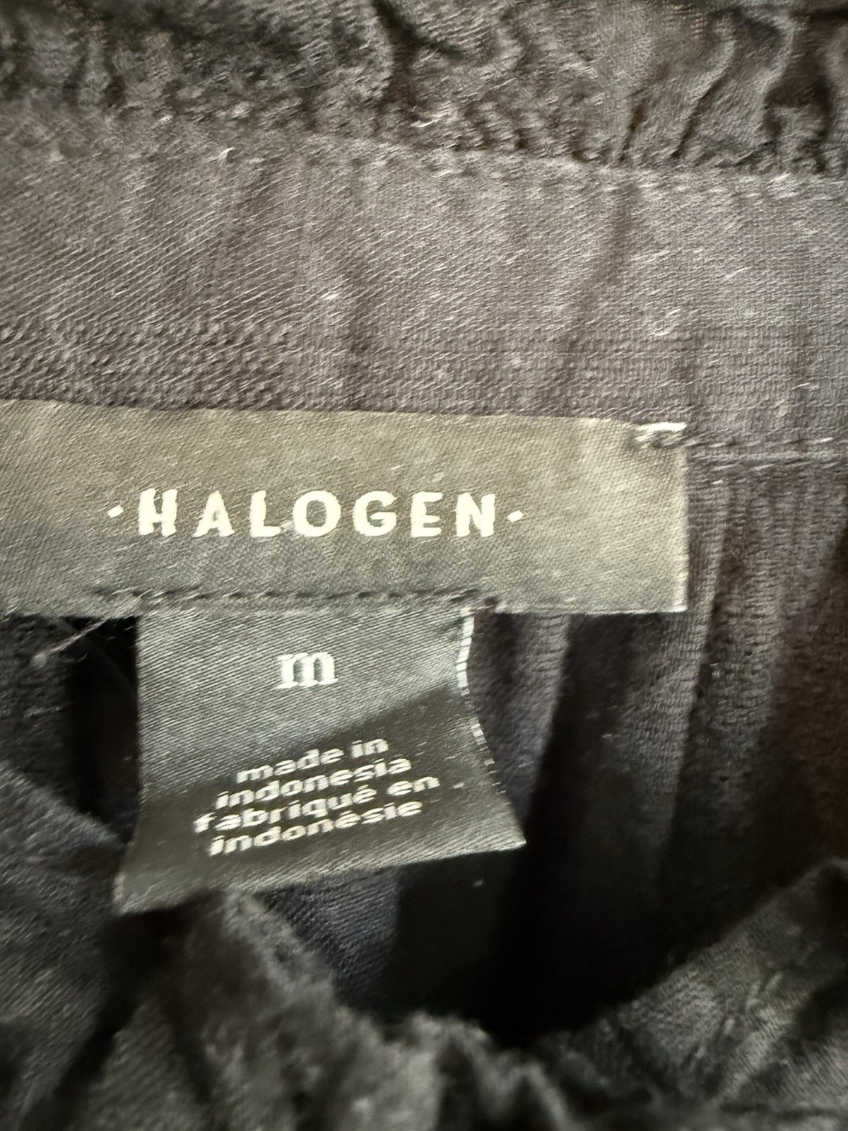 Halogen Black Ruffled Round-Neck Button-Down Blou… - image 9