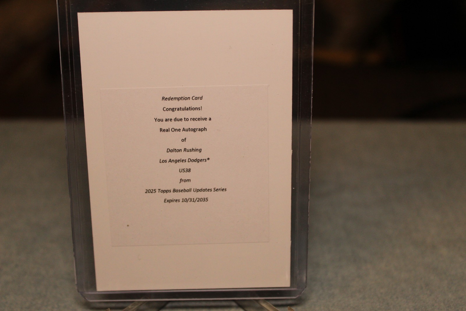 2025 Topps Update Dalton Rushing Real One Auto Redemption #US38 Dodgers