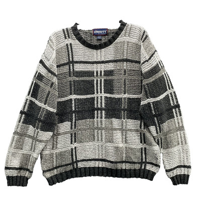 VTG Liberty Sweater Men's XL Preppy Plaid Grandpa Cabin Chunky Academia Fall 90s