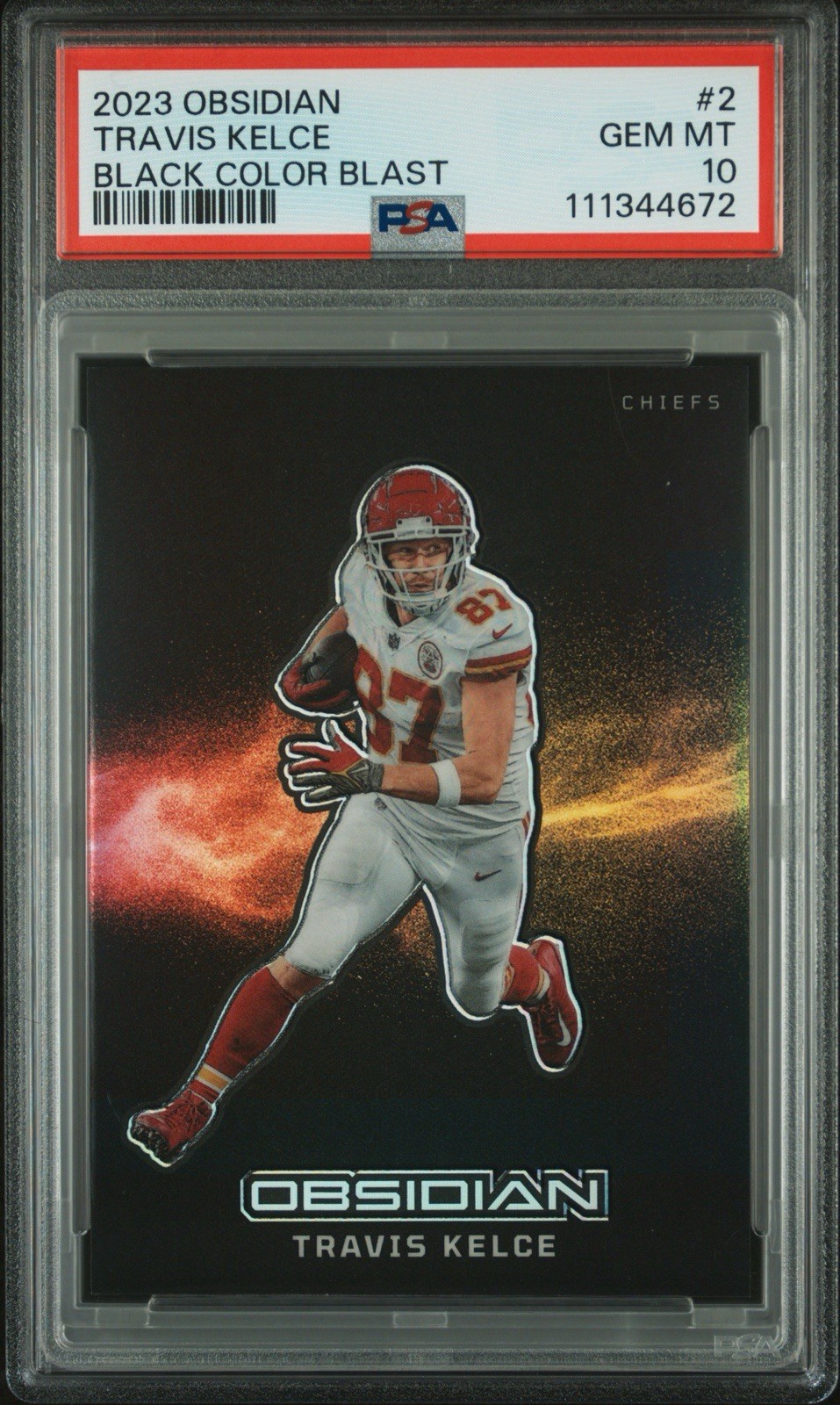 2023 Panini Obsidian Travis Kelce Black Color Blast PSA 10 Gem Mint Case Hit #2