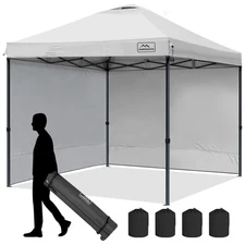 KAMPKEEPER 10x10 Pop Up Canopy Tent w/2 Sidewalls for Outdoor Use (Open Box)