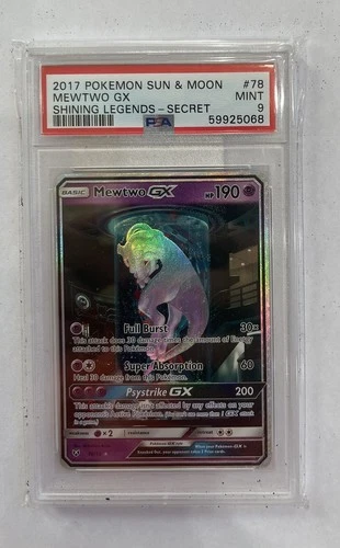 Shining Mewtwo GX 78/73 Secret Rare 2017 Pokémon Shining Legends PSA 9