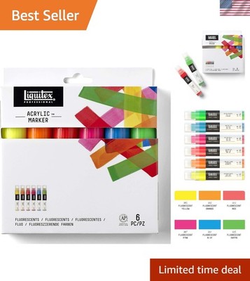 Paint Markers 6Pk Fluorescent Waterproof Acrylic for Drawing Writing