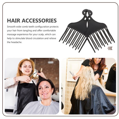 2Pcs Wide Hair Pick Comb Afro Combs Hairdressing Styling Tool for Male Salon UK - Bild 9 von 10