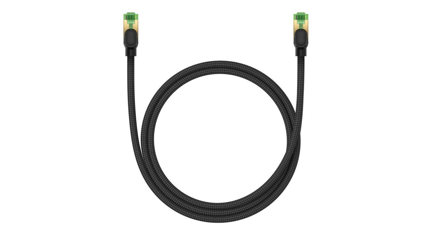 6932172646776 Baseus szybki kabel sieciowy RJ45 cat 8 40Gbps 1m pleciony czarny 3290₽