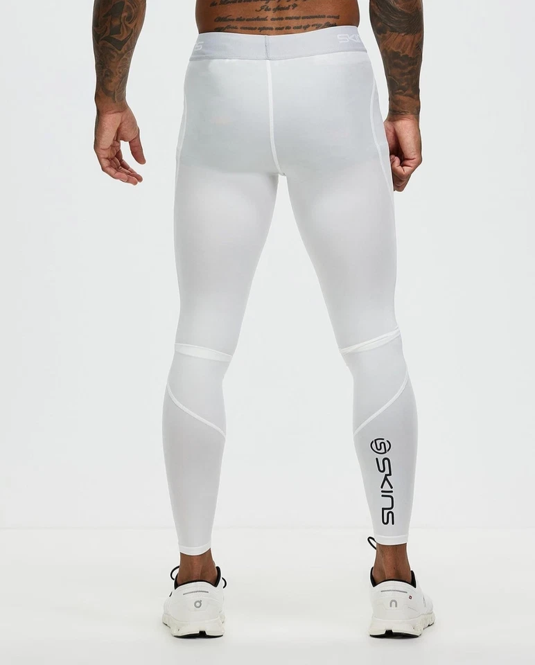 SKINS | MENS SKINS SERIES-1 LONG TIGHTS Compression Pants (WHITE) - Image 3 of 4