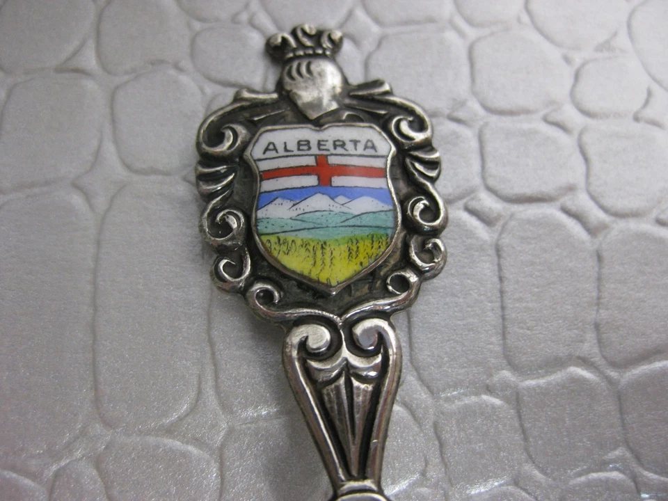 PLATA ESTERLINA 27 gramos Cucharas de Recuerdo Lago Louise Canadá Lote de 2 ~Esmalte Foto 4 de 4