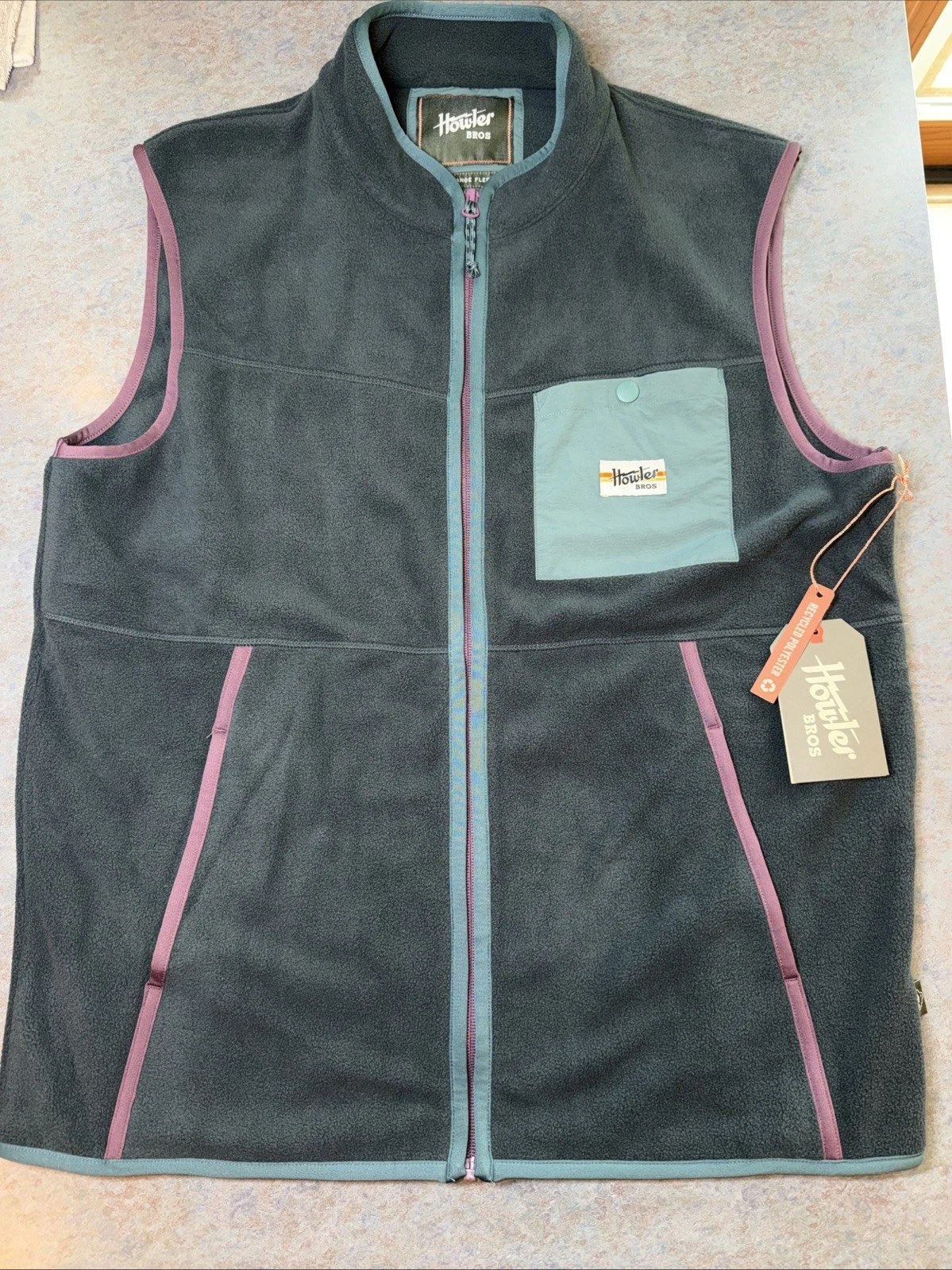 NWT Howler Brothers Men's Free Range Fleece Vest SZ L Fly Fishing Camping Hiking
