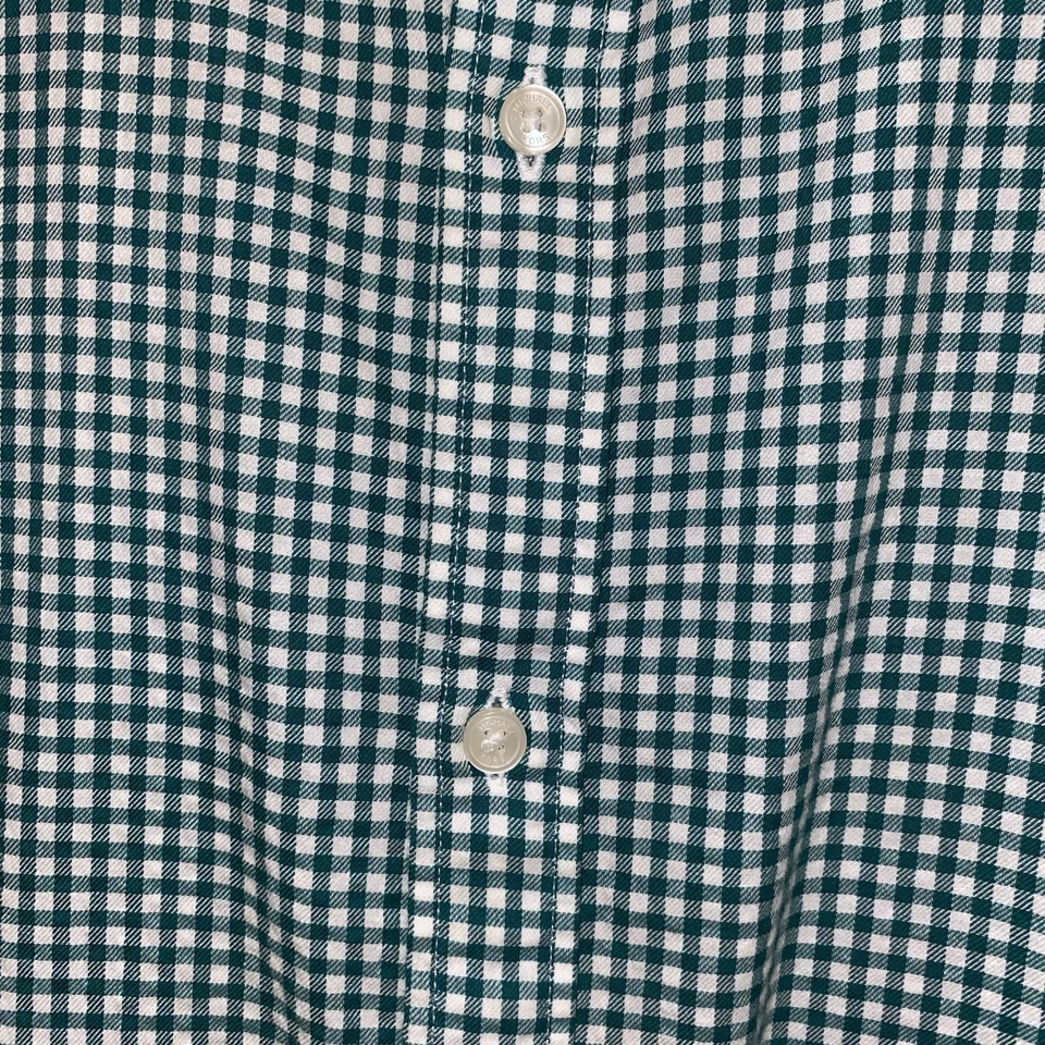Michael Kors Shirt Men's XXL Slim Fit Button Up Green White Plaid Short Sleeve - Image 3 of 4