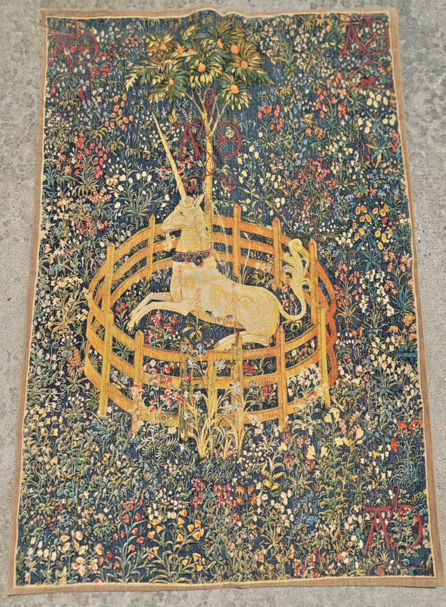ANTIQUE FRENCH WALL TAPESTRY "THE UNICORN IN CAPTIVITY" EDITIONS D’ART DE RAMBOU
