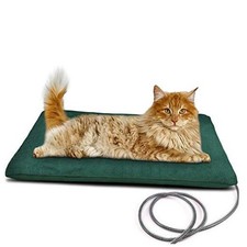 Outdoor Heated Pet Bed with Waterproof Cover,Pet M:19.7'' x 15.7'' Green