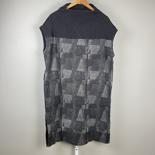 Moyuru Japan Black Gray Dress Womens Medium 100% Cotton Stretch Lagenlook Artsy