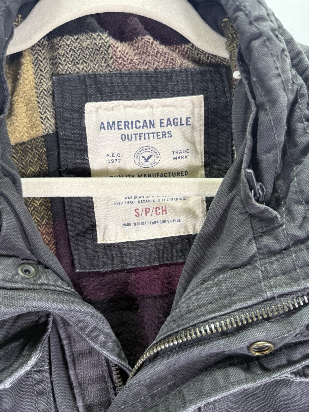 American Eagle Utility Jacket Size Small Gray Hoo… - image 8