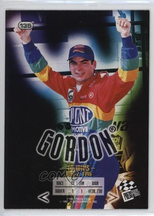 1997 Press Pass Blue Jeff Gordon #135 HOF - Image 2 of 2