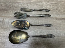 Vintage National Double Tested Silverplate Pie Serving Spoon Fork Butter Knife