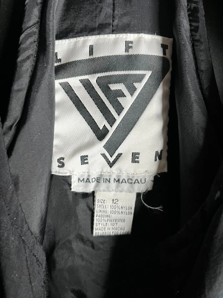 Lift Seven Mens Size 12 Overalls Ski Adjustable Black Nylon Shell Vintage - Image 3 of 3