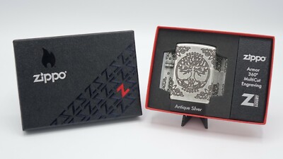 Zippo Feuerzeug Tree of Life, Flower of Life, Antique Silver, Neu, OVP