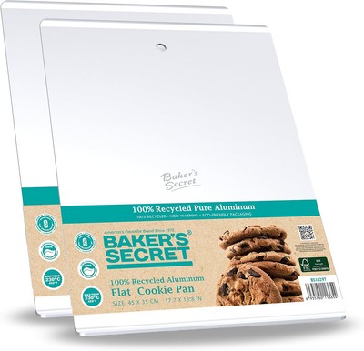 2Pcs Large Flat Cookie Sheet 18'' X 14'' Aluminum Flat Baking Sheet  Extra Th...