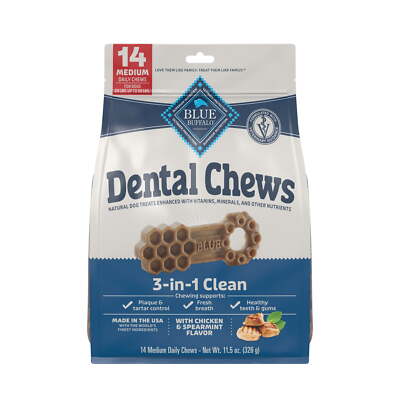 Dental Chews Medium Natural Dog Treats, Chicken & Spearmint 11.5-oz Bag 