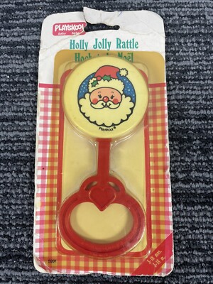   Vintage   1991 Playskool Baby Holly Jolly Christmas Santa Claus Rattle
