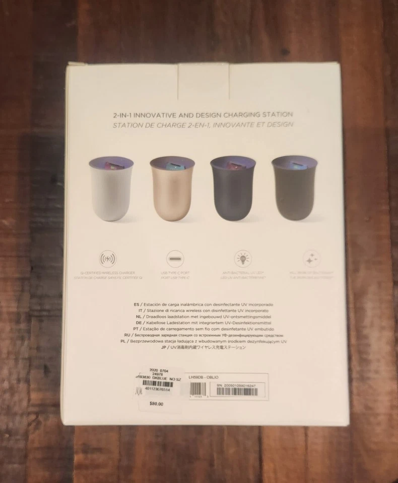 Lexon Oblio Wireless Charging Station With Built-In UV Sanitizer - Image 2 of 3