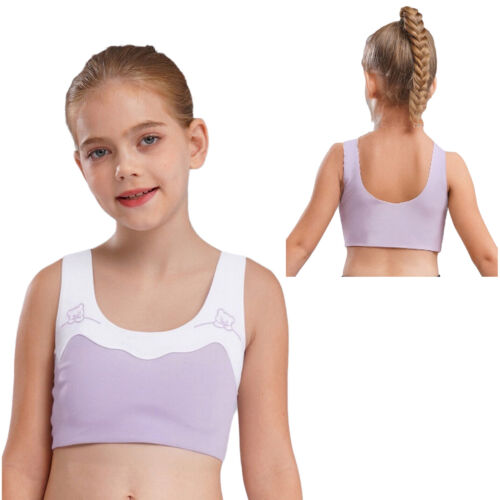 Mädchen Trägershirt Pubertät Crop Top Lauf BH Yoga Büstenhalter Training Bralette Wandern - Bild 31 von 59