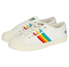 Gola Coaster Rainbow Women's 7 Off White Multicolour Fashion Striped Sneakers