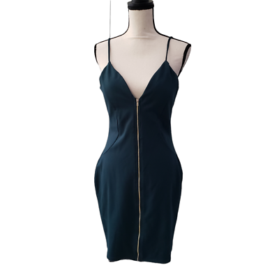 zip up bodycon dress Haute Monde Womens Emerald Green Size 1XL saleseu_dresses Auveirra Autumn And Winter Color:Black & Cream LINESleeve Length(cm)