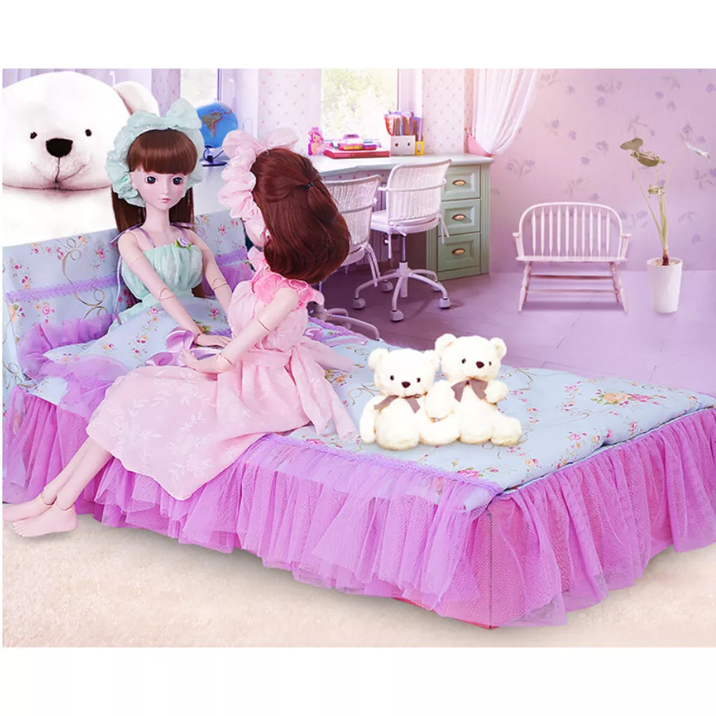 1/3 Dolls Bed with Bedding Set Bedroom Furniture BJD Accessories | eBay