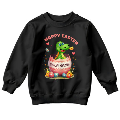 Personalisiertes Jungen Mädchen Dino Frohe Ostern Sweatshirt Pullover süß Outfit #ED