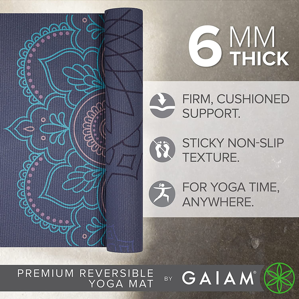 Premium 6mm Reversible Non-Slip Extra Thick Yoga Mat for Fitness and Exercise