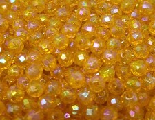 1,000 Pcs 6mm Iridescent Orange Round Crystal Faceted Plastic Craft Beads VTG